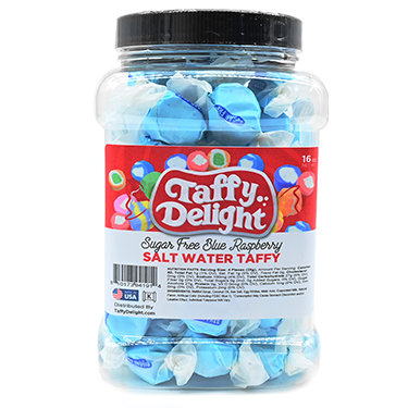 Taffy Delight Sugar Free Blue Raspberry Salt Water Taffy 16oz Jar